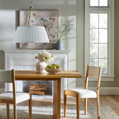 Pendant With Pleated Shade Ceiling Light White - Threshold™ Designed With Studio McGee: Elegant Iron & Cotton Fixture, UL Listed - Image 2