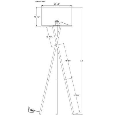 59"x18.5" Modern Tripod Floor Lamp Natural - Threshold™: Linen Shade, Metal Body, ETL Listed, 3-Way Switch - Image 3