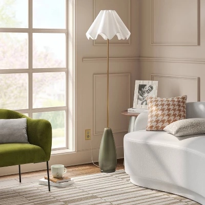 Wavy Shade Collection With Ceramic Base Floor Lamp Green - Threshold™ - Image 2