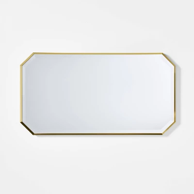 16"x30" Geometric Aluminum Metal Wall Mirror Brass - Threshold™ Designed With Studio McGee: Octagonal, No Assembly, Wall Mount