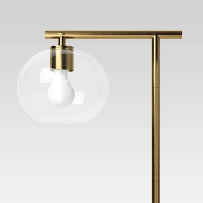 Brass Floor Lamp With Glass Shade - Threshold™: Modern Standing Light, ETL Listed, Metal Body - Image 3