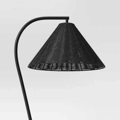 Arc Neck Floor Lamp With Natural Shade Black (Includes LED Light Bulb) - Threshold⢠- Image 3