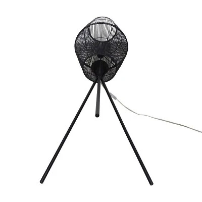 Diamond Tripod Floor Lamp Black With Rattan Shade (Includes LED Light Bulb) - Threshold™: Nautical Standing Illumination - Image 7