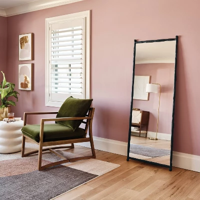 25"x65" Decorative Forged Metal Floor Mirror Black - Threshold™