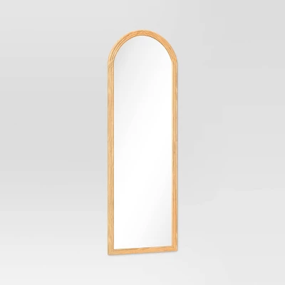 22" X 65" Fluted Arch Floor Mirror Light Natural - Threshold™: Pine Frame, No Assembly Required - Image 2