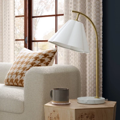 Scalloped Shade Table Lamp With Marble Base White - Threshold™ - Image 2