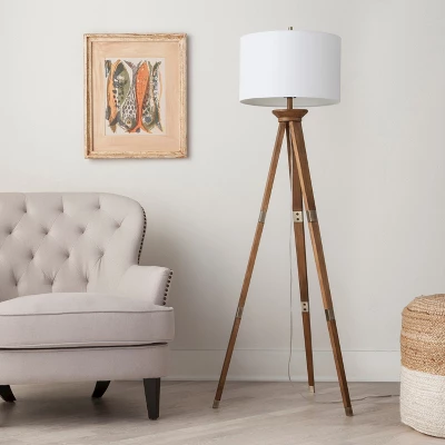 Oak Wood Tripod Floor Lamp Dark Brown - Threshold™ - Image 2