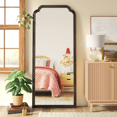 30" X 70" Oversize French Country Collection Leaner Mirror Black - Threshold™: Wood Frame, Full Body Reflection