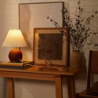 Oval Table Lamp With Pleated Shade (Includes LED Light Bulb) Red - Threshold™ Designed With Studio McGee - Image 2