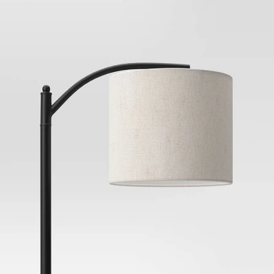 Downbridge Floor Lamp With Shade Black/Tan - Threshold™: Ambient Light, Metal Base, Linen Drum - Image 3