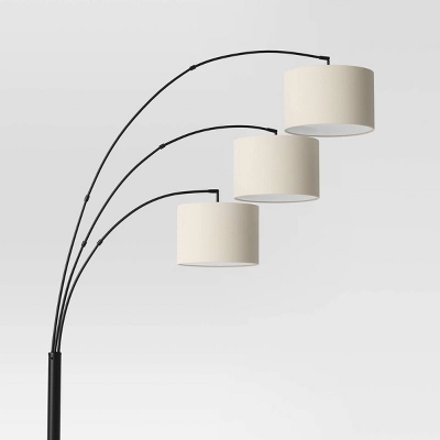 82"x56" Avenal 3-Head Shaded Arc Floor Lamp Black - Thresholdâ˘: Adjustable Standing Light For Living Room - Image 3