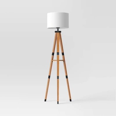 Tripod Floor Lamp With Shelf Brown Wood - Threshold™ - Image 5