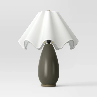 Wavy Shade Collection With Ceramic Base Table Lamp Green - Threshold™