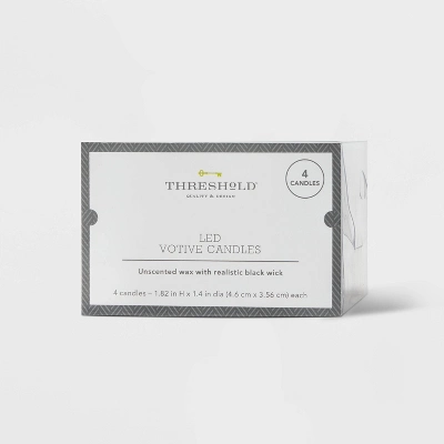 4pk LED Votive Flameless Black Wick Candle White - Threshold™ - Image 2