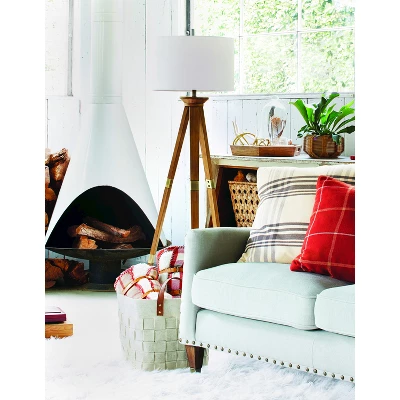 60"x16" Tripod Floor Lamp Oak Tone Wooden Finish - Threshold™: Elegant Standing Lighting, 3-Way Switch, UL Listed - Image 4