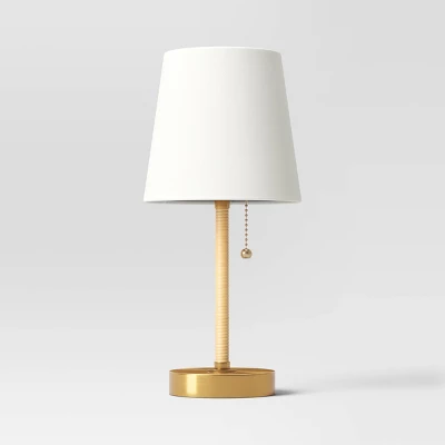 Mini Rattan Wrap Stick Table Lamp Brass - Threshold™ - Image 4